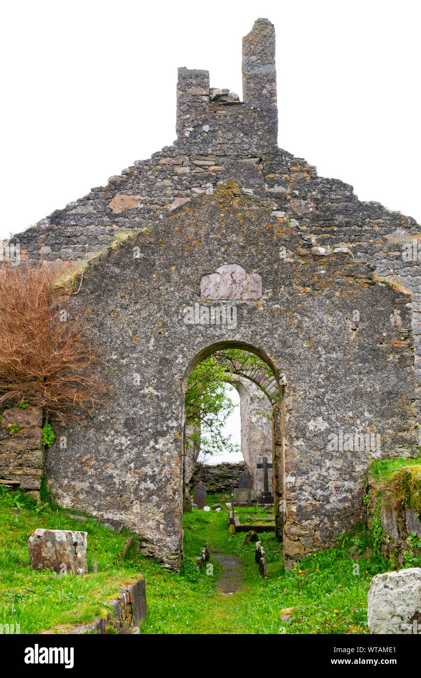 Die Ruinen der St. Mary's Kirche, Schull, Irland Stockfoto