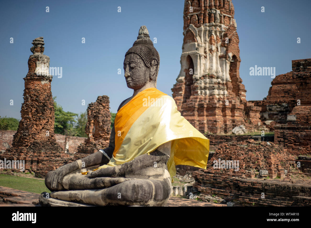 Buddha im Lotussitz in Ayutthaya Historical Park Stockfoto
