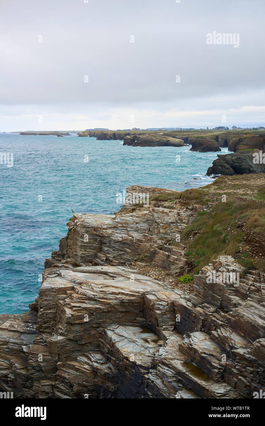 Blick von der Entfernung der Kathedralen Strand in A Coruña, Spanien Stockfoto