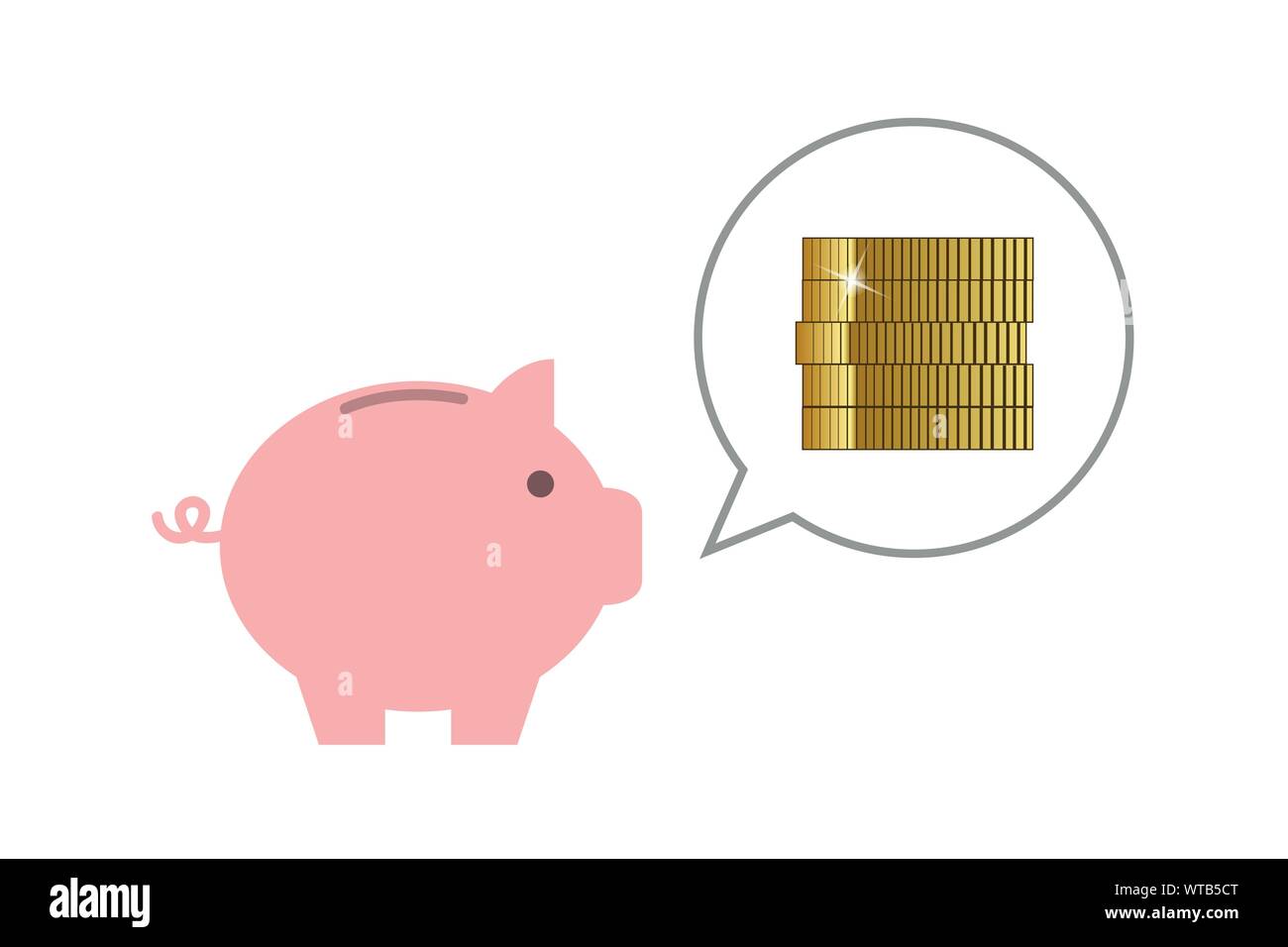 Piggy Bank Geld die Rede goldene Münzen Vektor-illustration EPS 10. Stock Vektor