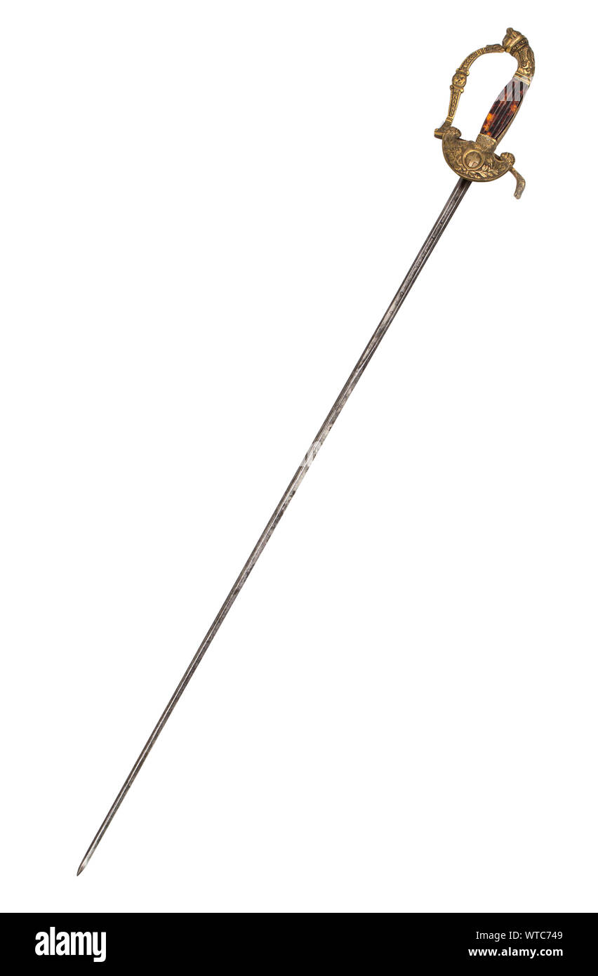 Kleines Schwert für einen Magistrat. Königreich Italien, 3. Quartal des 19. Jahrhunderts. Gerade doppelte Klinge aus sechseckigen Querschnitt, am Th gerillt Stockfoto