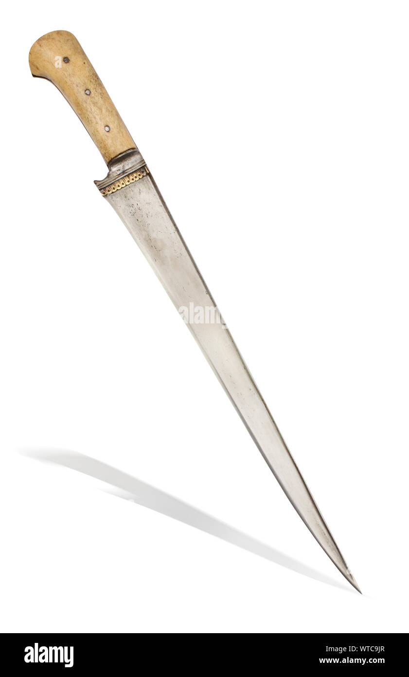 Das 19. Jahrhundert Afghanischen khyber Messer der traditionellen Design. Das Schneiden von Stahl Klinge mit der Kante. Stockfoto
