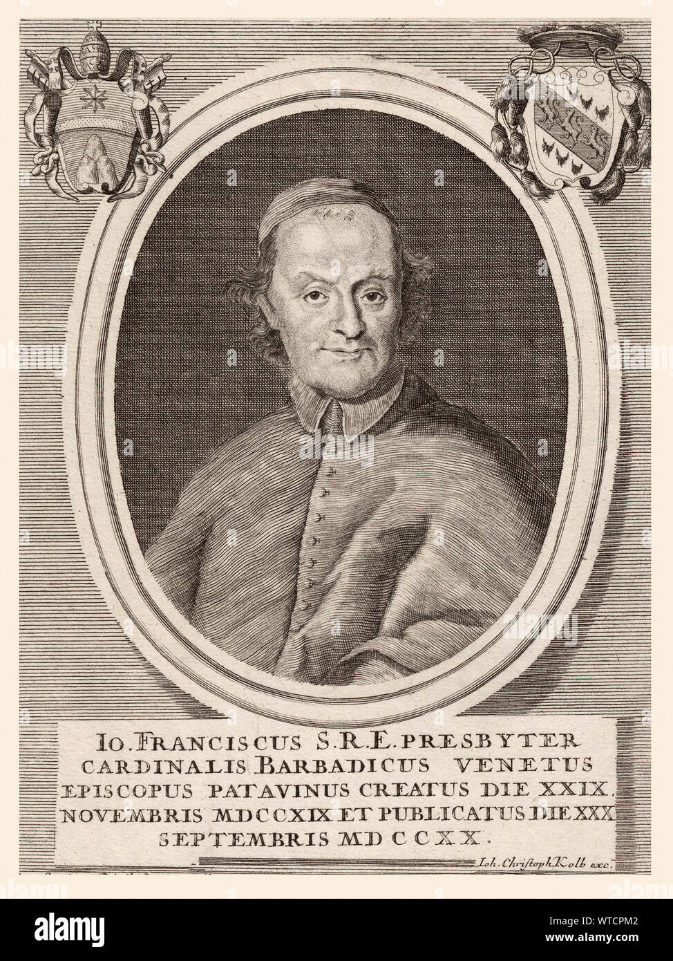 Giovanni Francesco Barbarigo (1658 in Venedig - 1730) war ein italienischer Kardinal und Neffe von Saint Gregorio Barbarigo (1625 - 97). Stockfoto