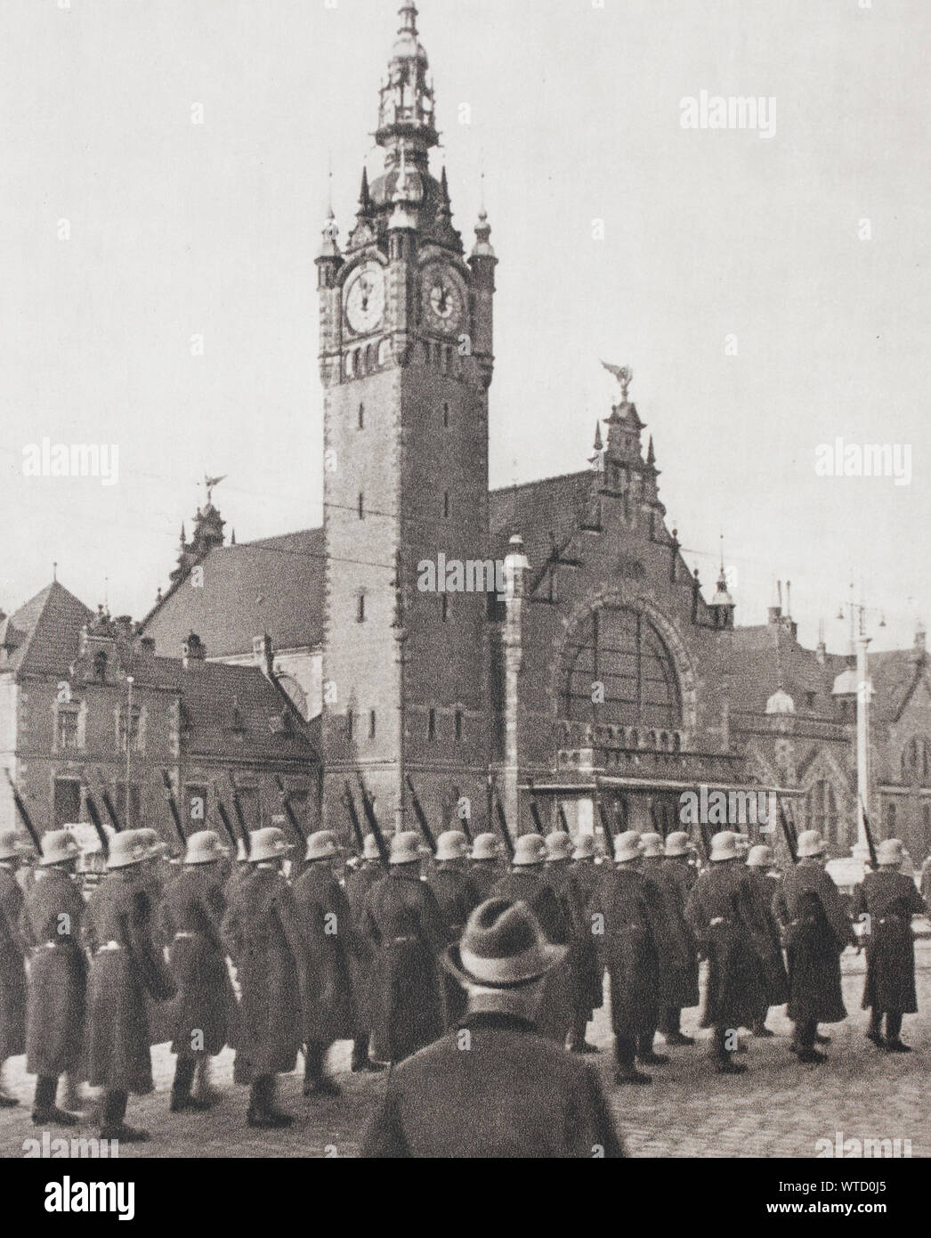 Dantzig - Die Stadt, in der sich der Zweite Weltkrieg begonnen. Der Freien Stadt Danzig war ein semi-autonomen Stadt - Staat, der zwischen 1920 und 1939 existierte, con Stockfoto