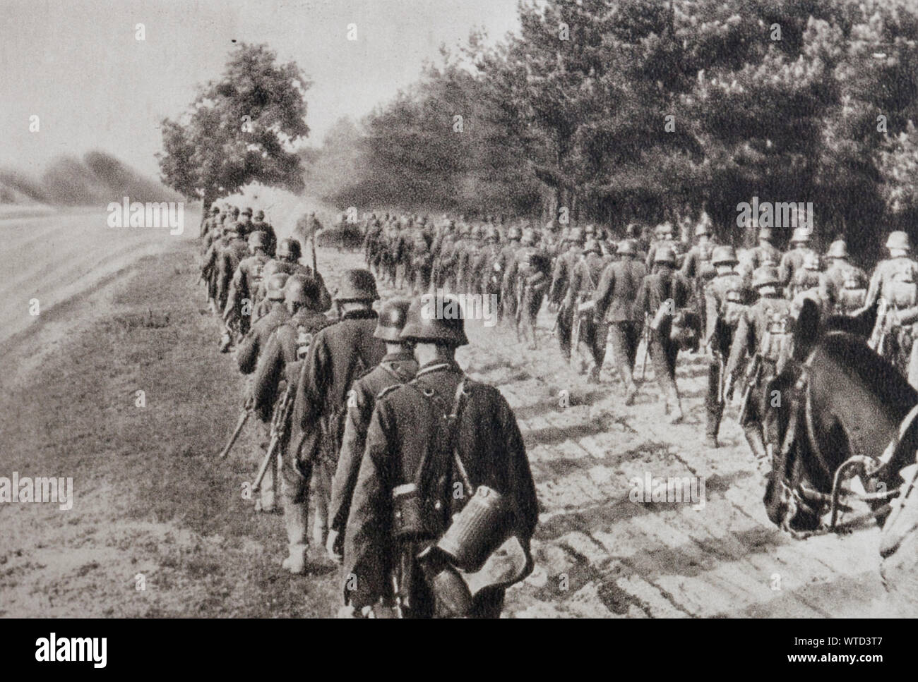 Deutsche Infanterie auf dem Vormarsch. Ukraine, 1941 Stockfoto