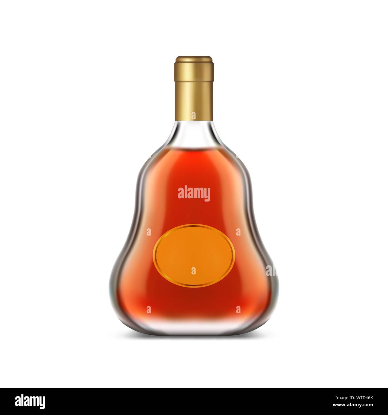 Flasche Cognac mit klaren Label oder dunklen Brandy Stock Vektor