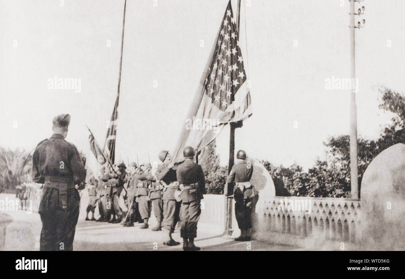 Die amerikanischen und britischen Armeen aussteigen in Nordafrika. In der "Alten Herrlichkeit" ist auf das amerikanische Hauptquartier in Algier angehoben (November 1942). Stockfoto