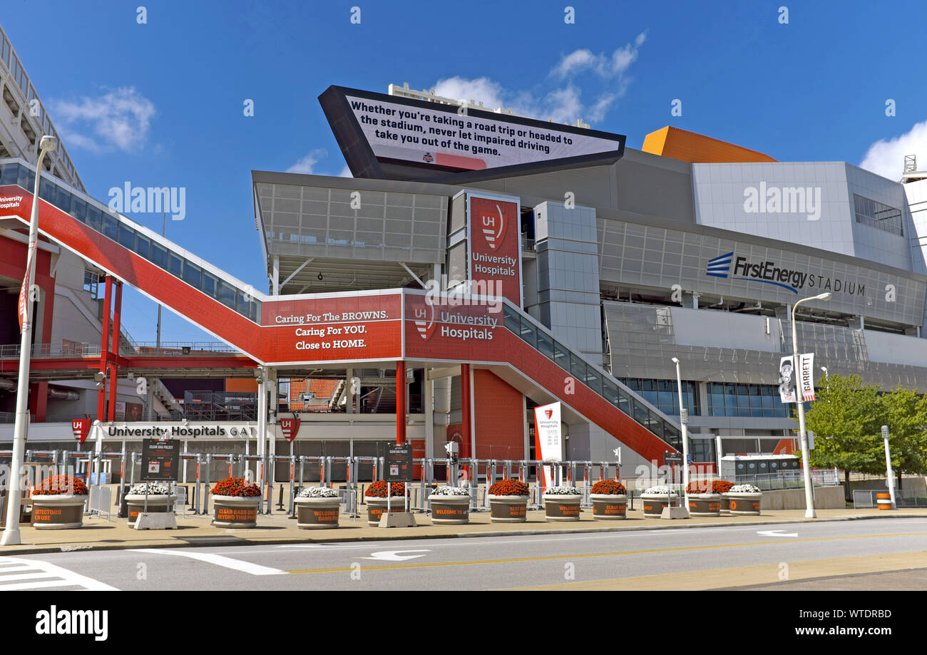 FirstEnergy Stadium, der Heimat der Cleveland Browns, in Cleveland, Ohio, USA. Stockfoto