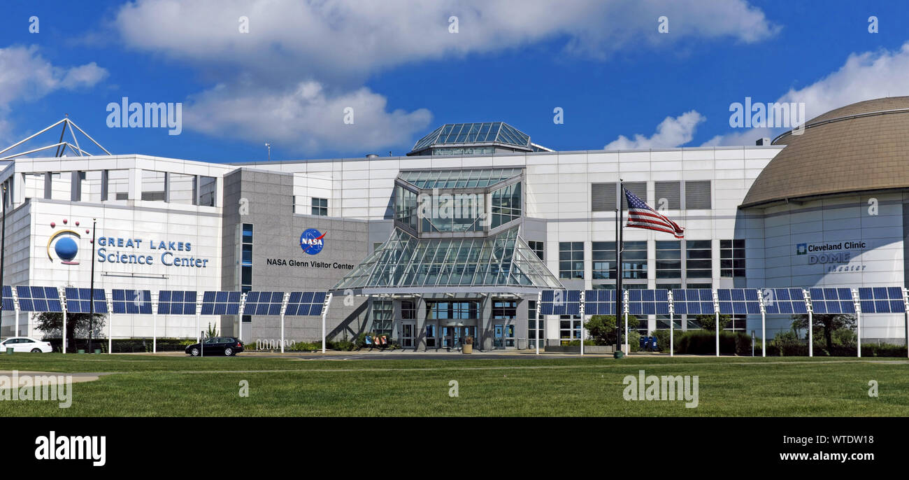 Die Great Lakes Science Center am Erieside Avenue in der Innenstadt von Cleveland, Ohio, USA. Stockfoto