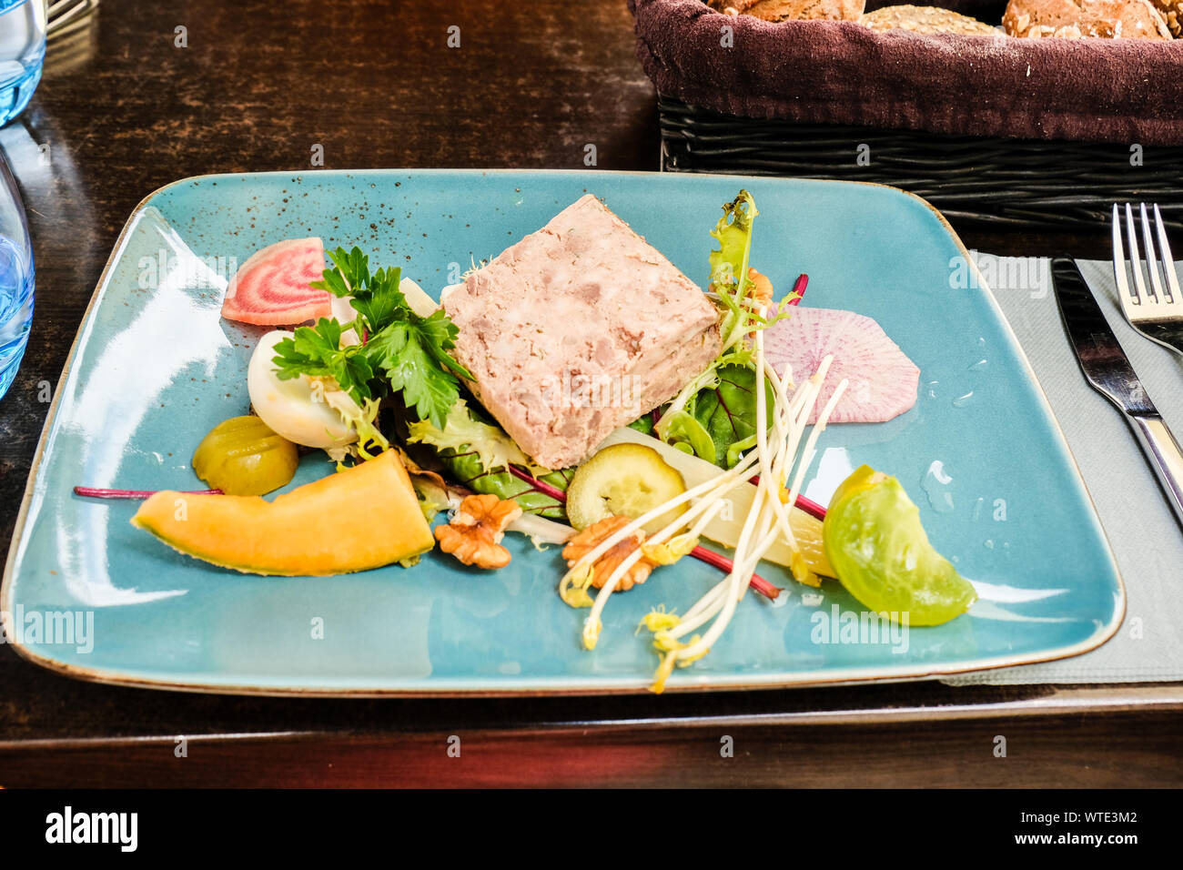 Festpreis Menü im französischen Restaurant in Frankreich Stockfoto