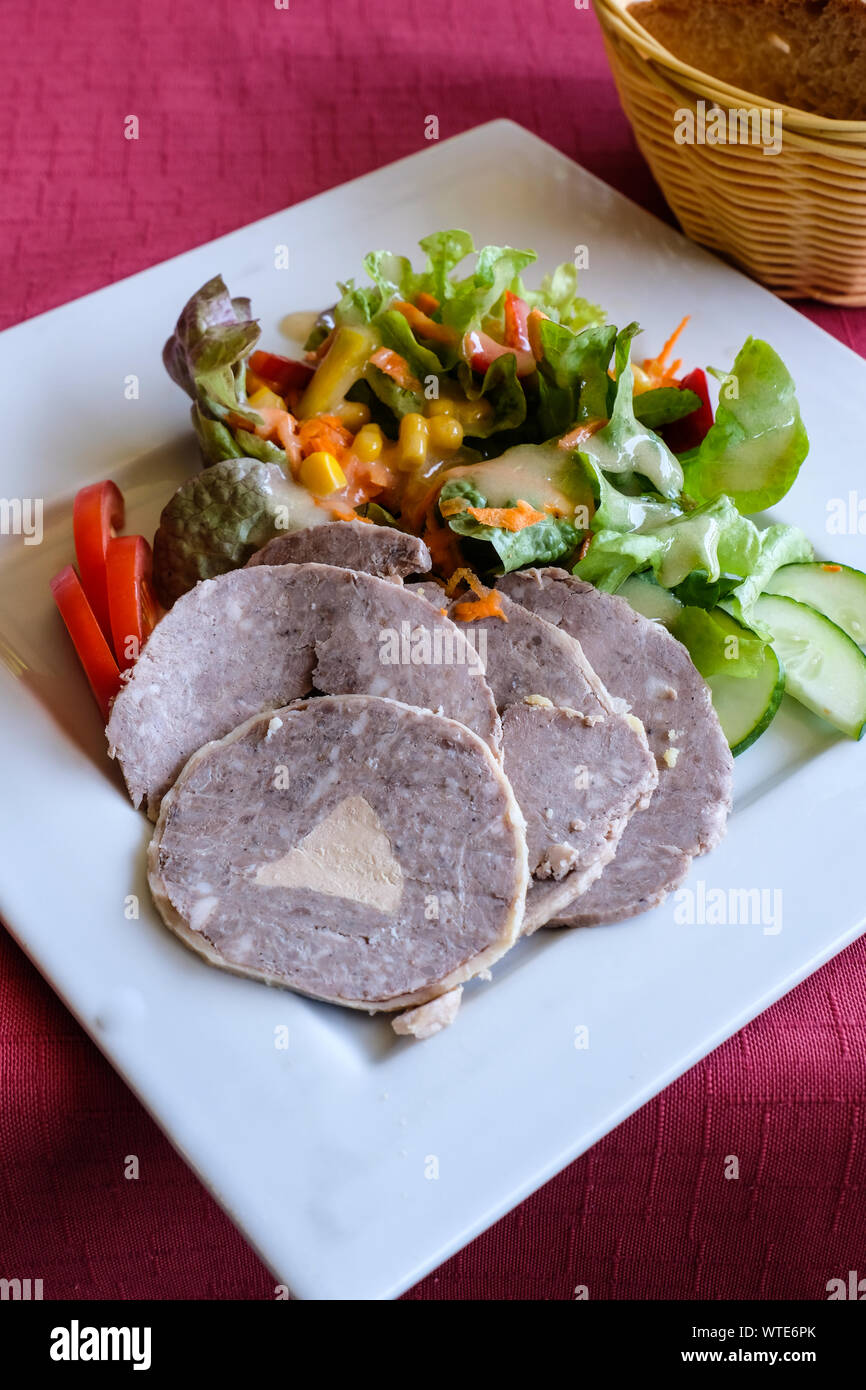 Festpreis Menü im französischen Restaurant in Frankreich Stockfoto