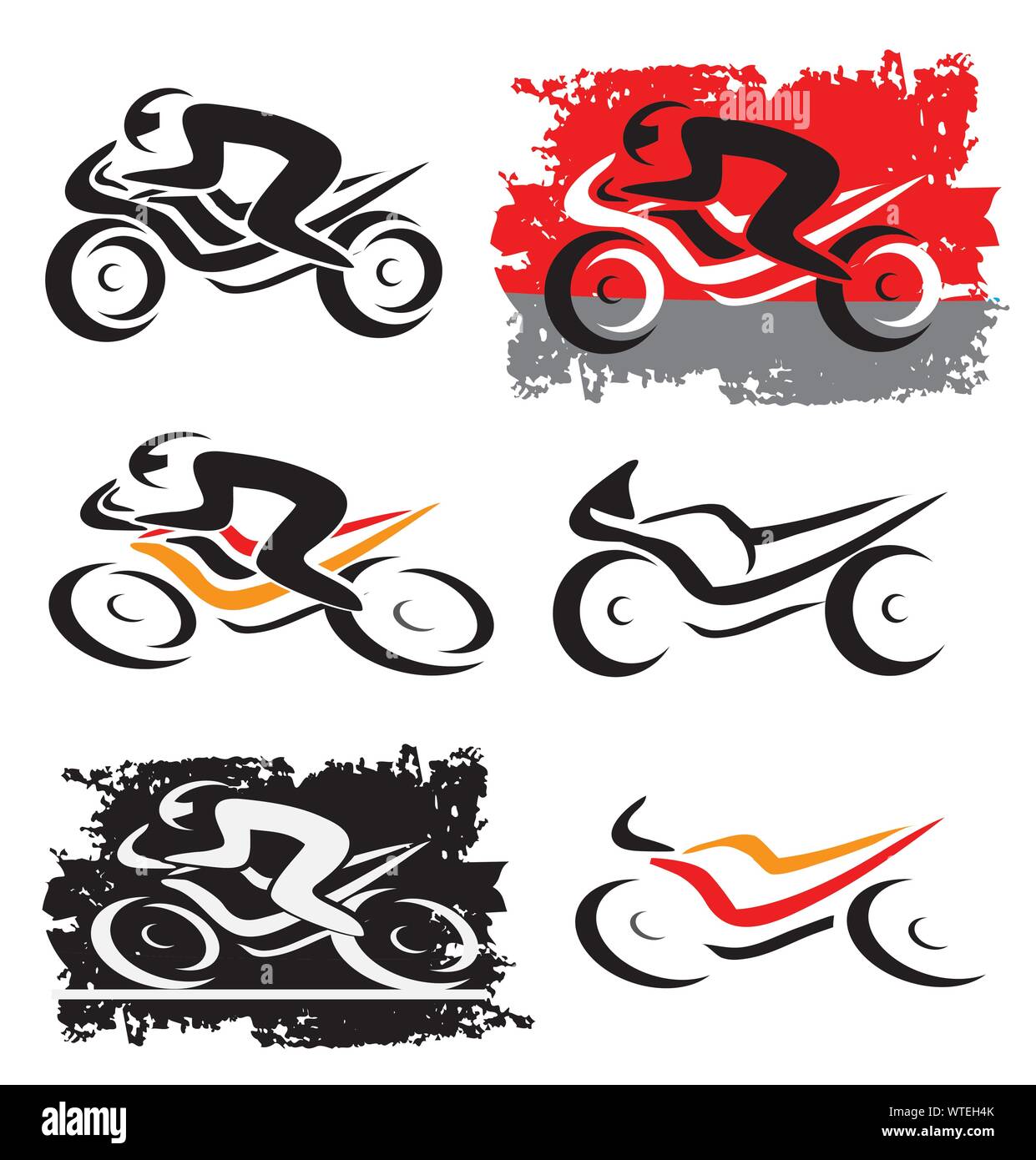 Motorrad Motorrad Ikonen. Set aus bunten ausdrucksstarke Symbole. Vector zur Verfügung. Stock Vektor