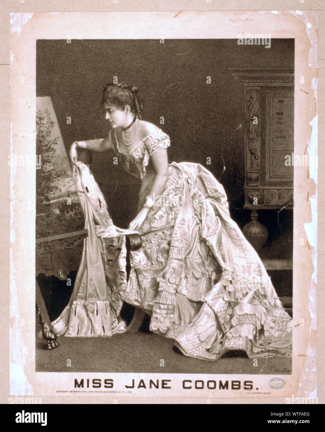 Miss Jane Coombs 1 Drucken: Schwarzweiß Lithographie; Blatt 76 x 61 cm. (Posterformat); Stockfoto