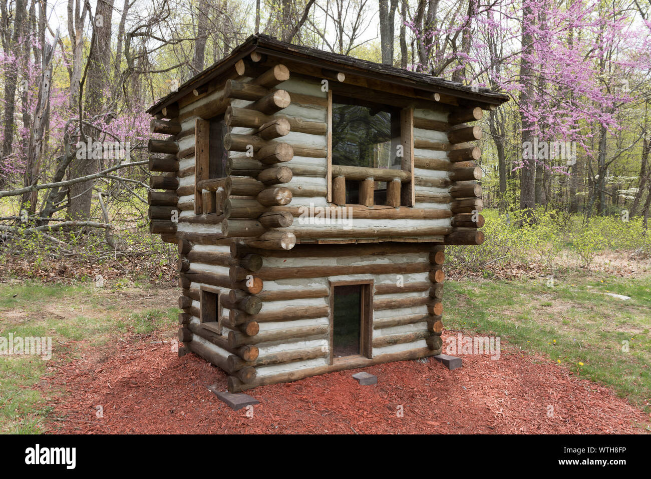 Modell der Hütte Nr. 8 am Resort Cacapon State Park, in der Nähe von Berkeley Springs im Morgan County, West Virginia Stockfoto