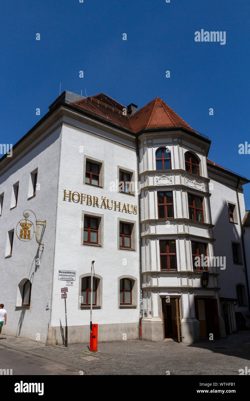 Außenansicht des Hofbräuhaus in München, Bayern, Deutschland. Stockfoto