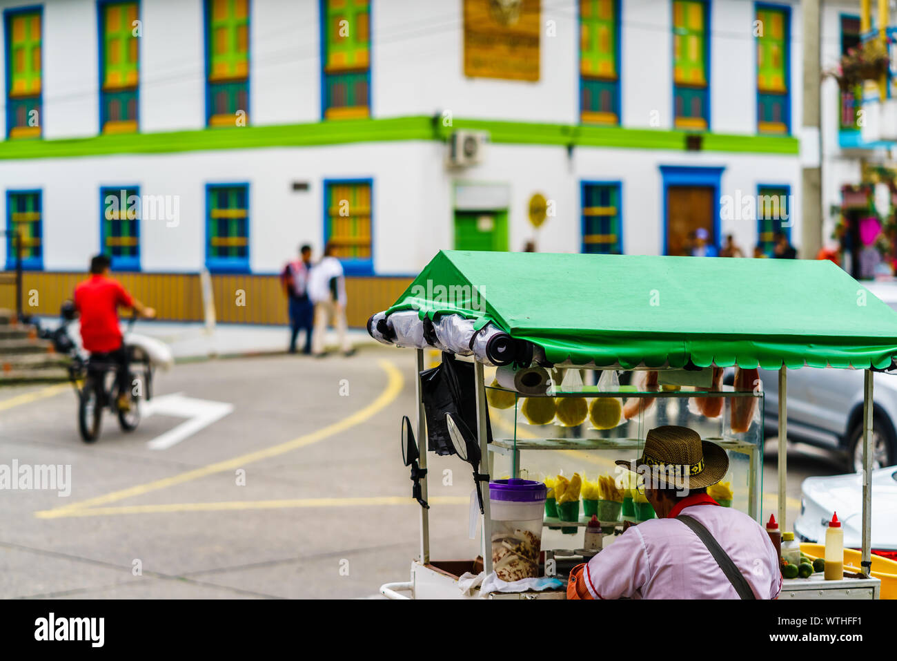 Blick auf den Markt Trader foofs verkaufen im Dorf Filandia von Kolumbien Stockfoto