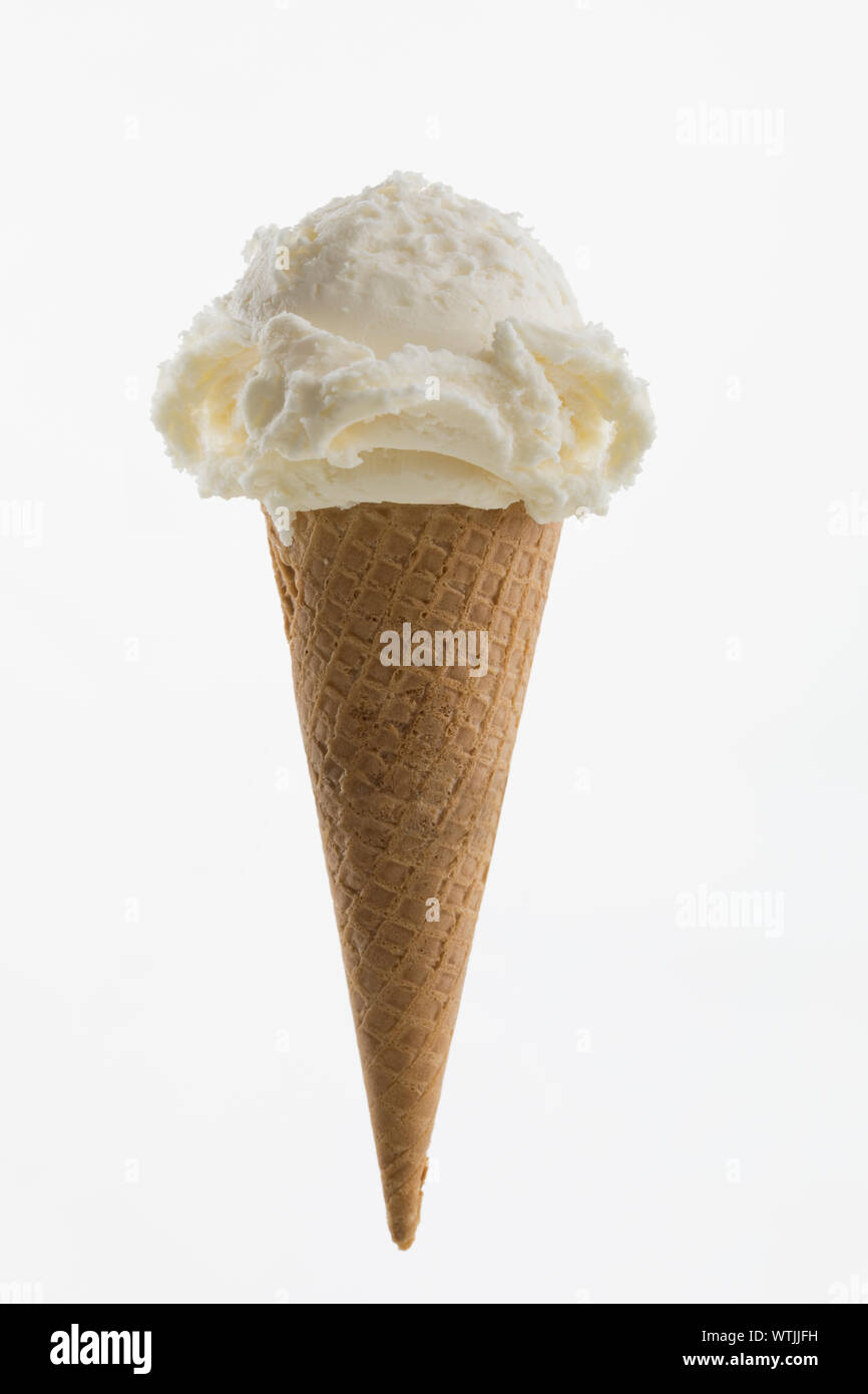 Vanille Eis auf weißem Hintergrund Stockfoto