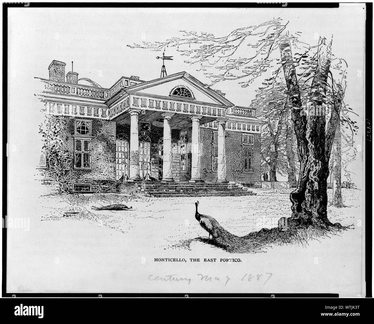 Monticello, das East Portico Stockfoto