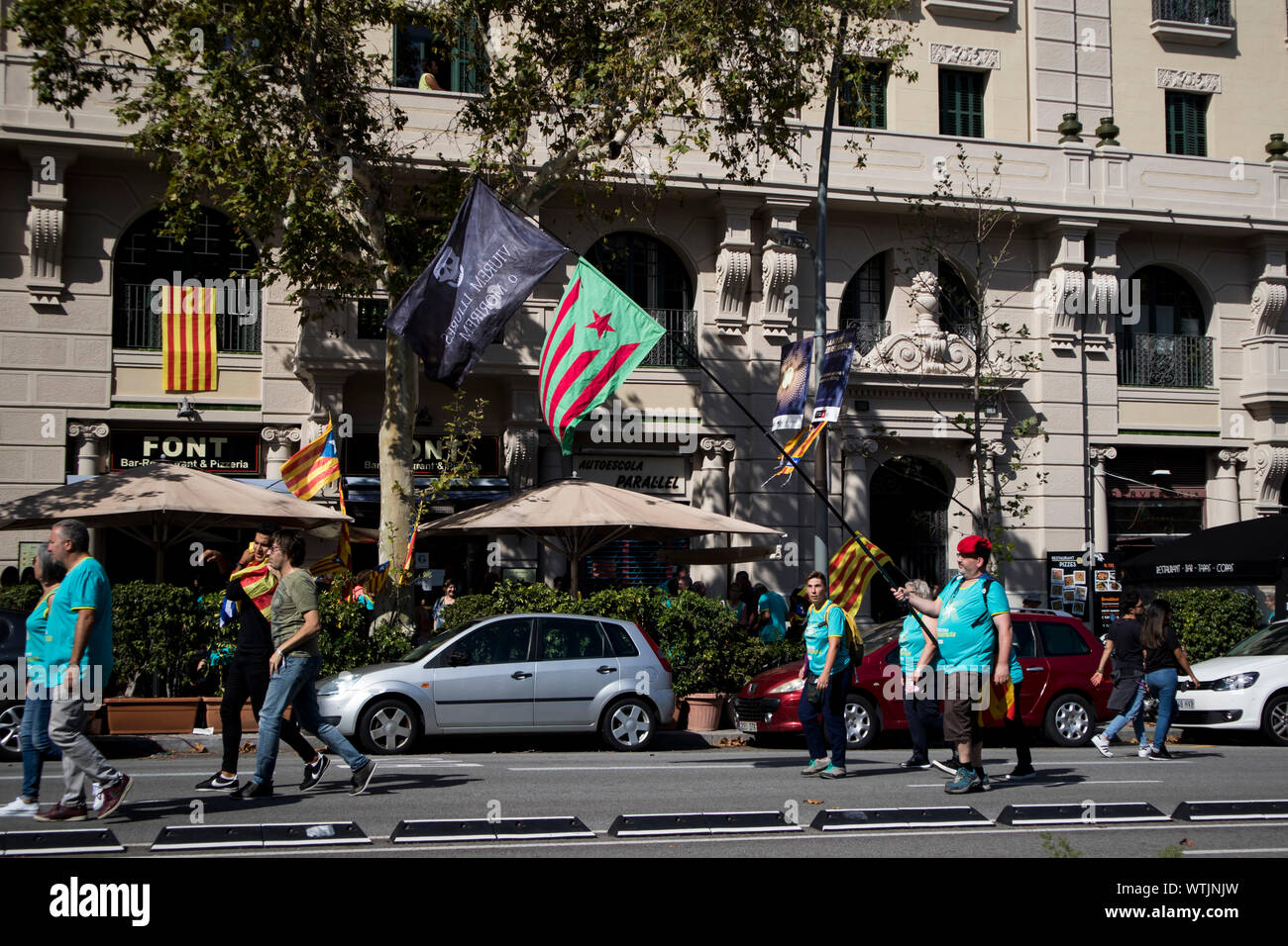 Barcelona, Katalonien, Spanien, 11. September 2019: Katalanen feiern La Iada Nacional de Catalunya (11. September) und die Unterstützung der bisherigen Revisionskommission Stockfoto
