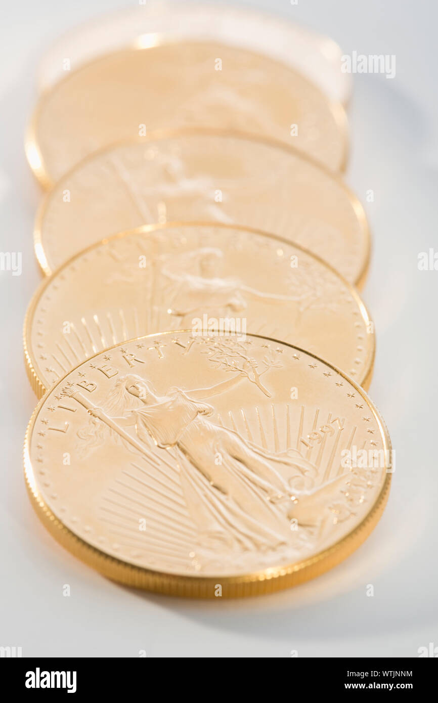 In der Nähe von Gold Eagle Münzen Stockfoto