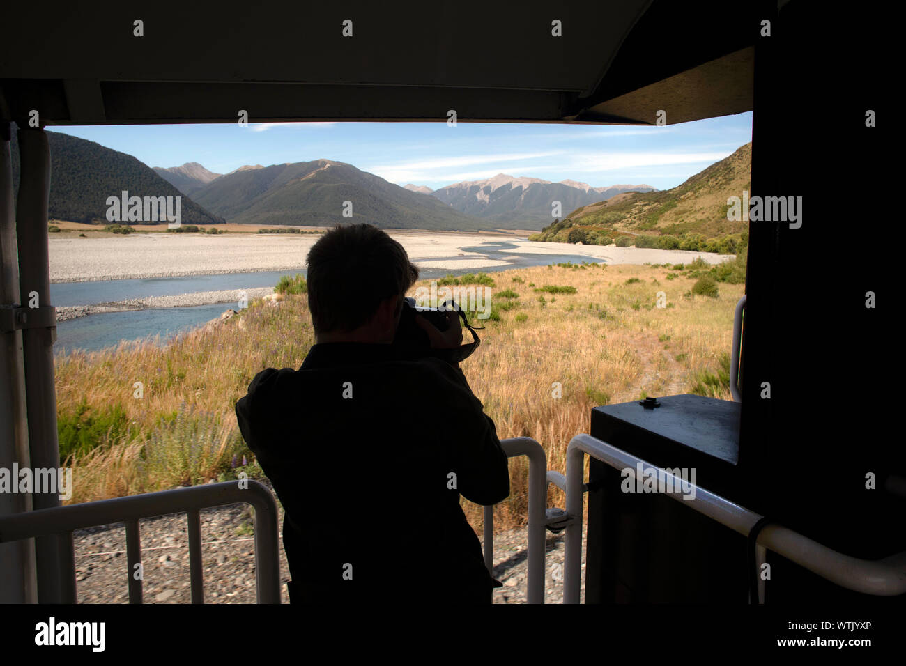 Bild von Tim Manschette - 4. und 5. Januar 2019 - Tranz Fahrt von Christchurch nach Greymouth, Neuseeland: spektakuläre Landschaften am Bahnhof ap Stockfoto