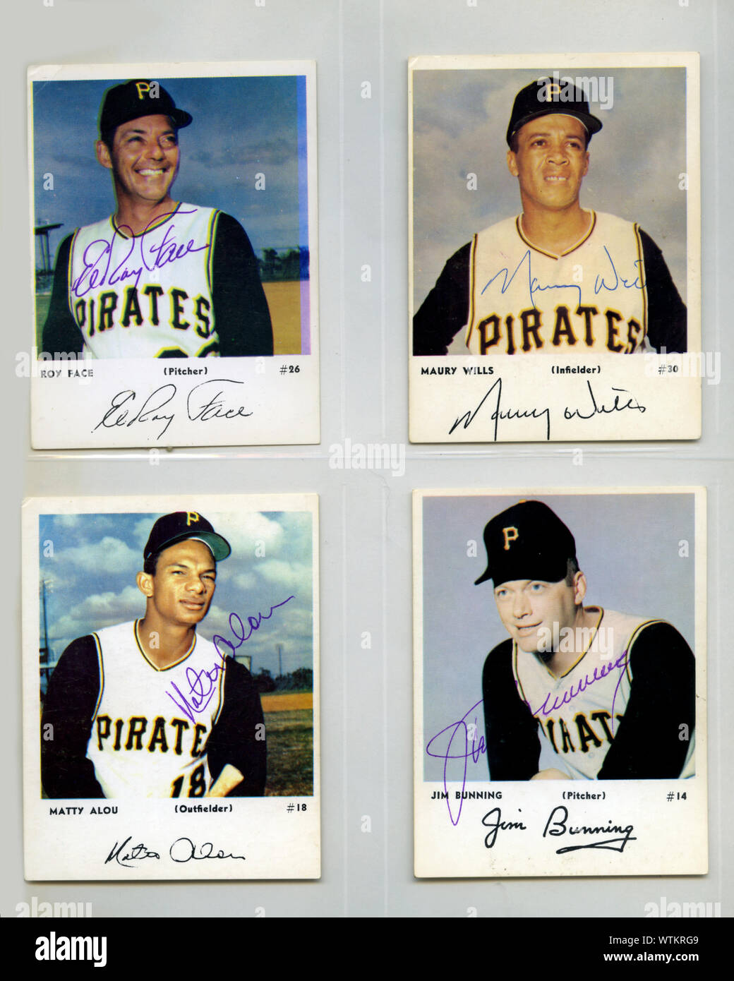 Sammlung von regionalen Baseball Karten der Pittsburgh Pirates aus den 1960er Jahren. Stockfoto