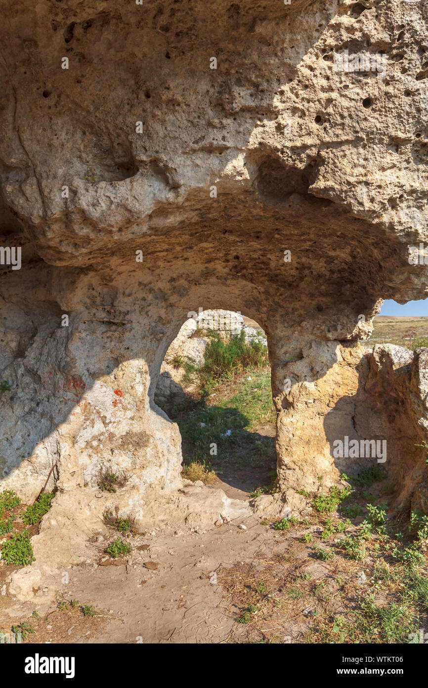 Troglodyte cave dwelling in der Ortschaft Murgecchia in der Murgia Materana und den Felsen Kirchen Park, Matera, Basilikata, Süditalien Stockfoto