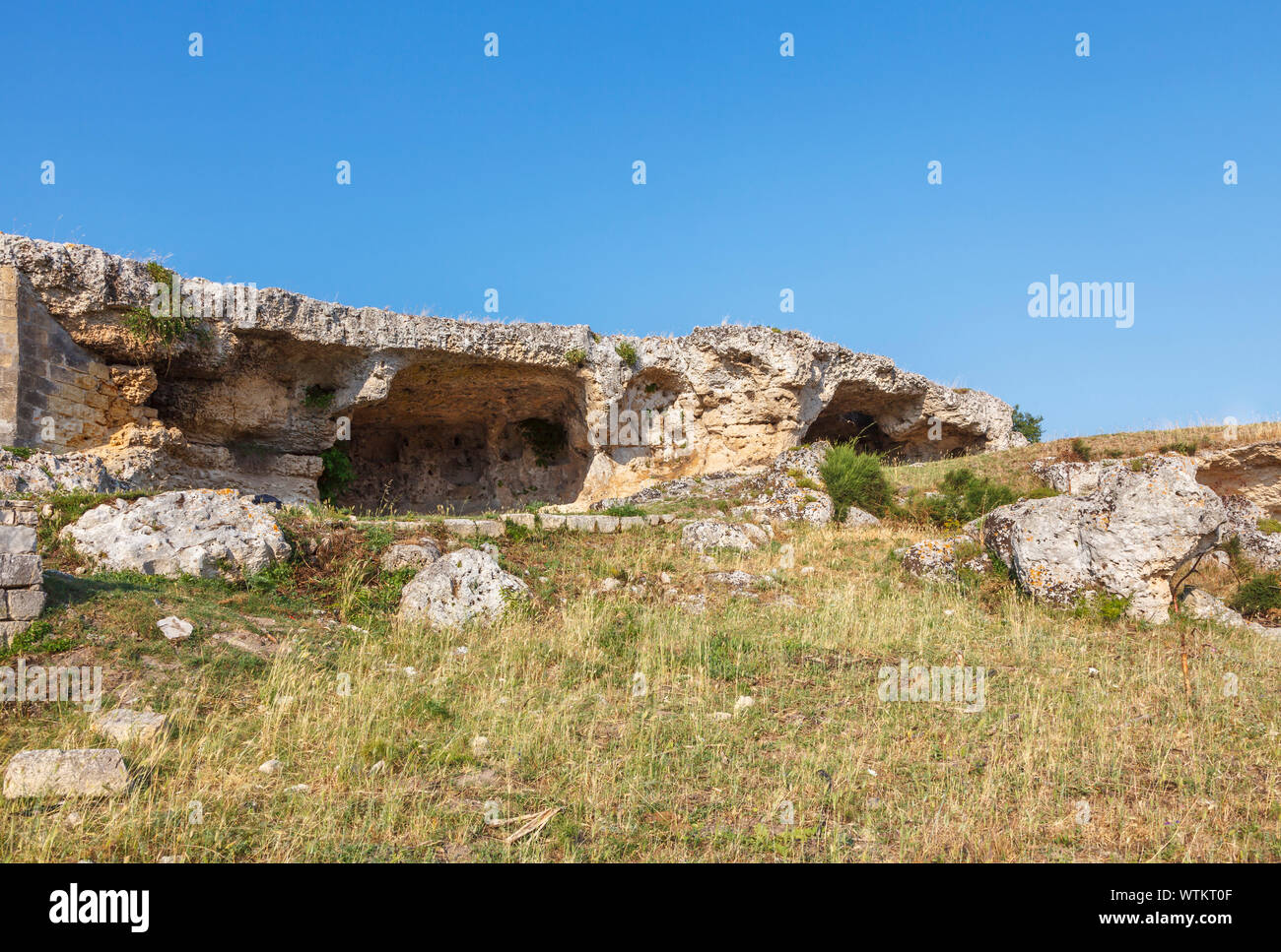 Troglodyte cave dwelling in der Ortschaft Murgecchia in der Murgia Materana und den Felsen Kirchen Park, Matera, Basilikata, Süditalien Stockfoto