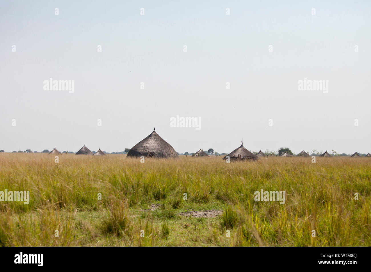 Dorf auf den Ebenen des Südsudan Stockfoto