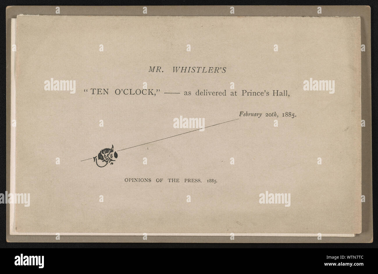 Herr Whistler's zehn Uhr, als an der Prince's Hall, 20. Februar 1885 die Meinungen der Presse, 1885 geliefert. Stockfoto