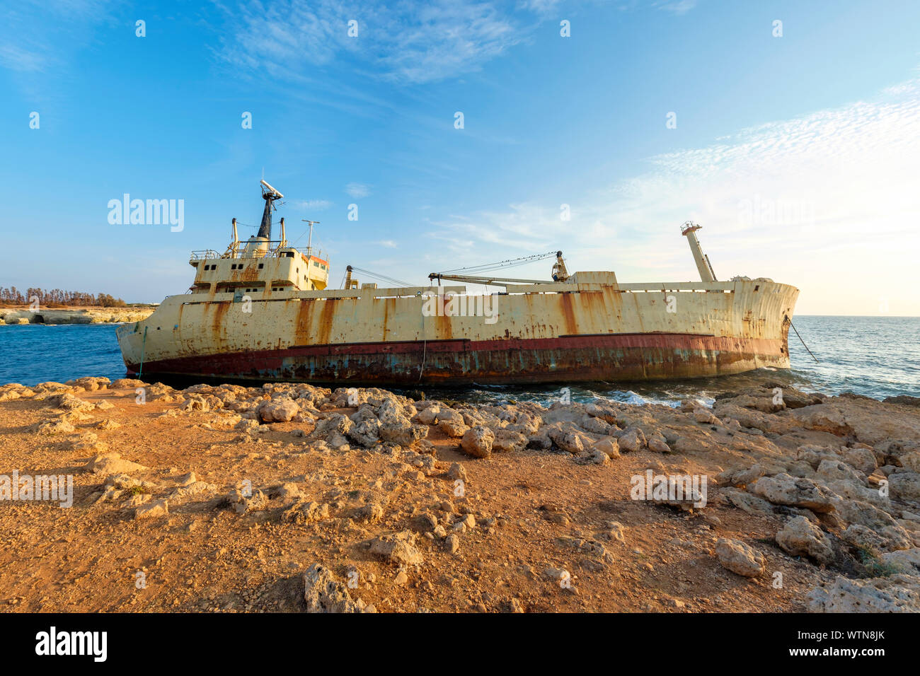 Der Edro III Schiffbruch, in der Nähe von Peyia (Ayia Thekla), Paphos, Zypern Stockfoto