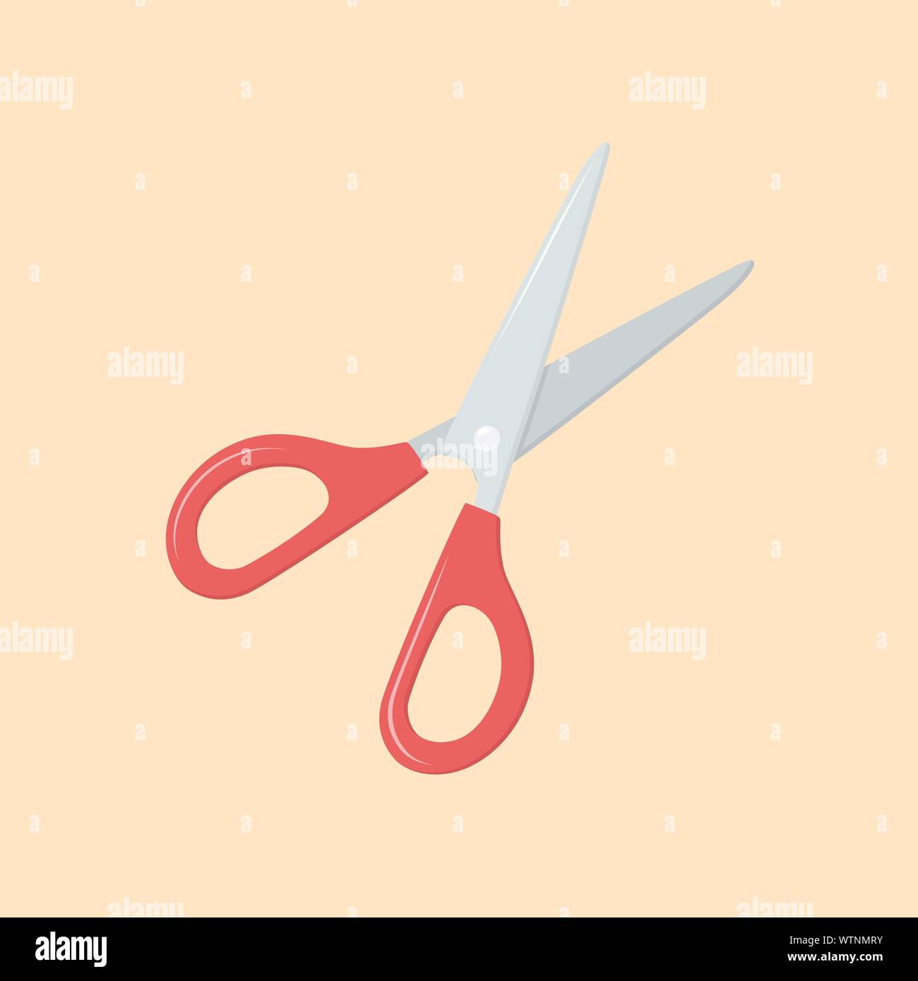 Rot Schere schneiden Werkzeug stationäre Schule Bürobedarf Vector Illustration Clipart Stock Vektor