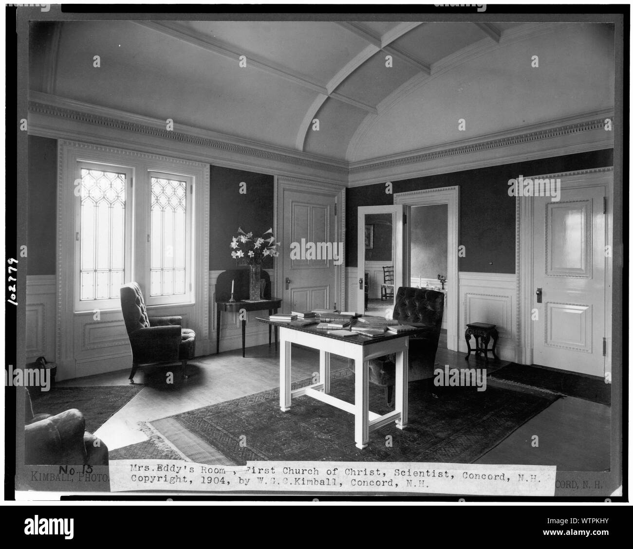 Frau Eddy's Zimmer, Erste Kirche Christi, Wissenschaftler, Concord, N.H. /Kimball, Foto. Stockfoto