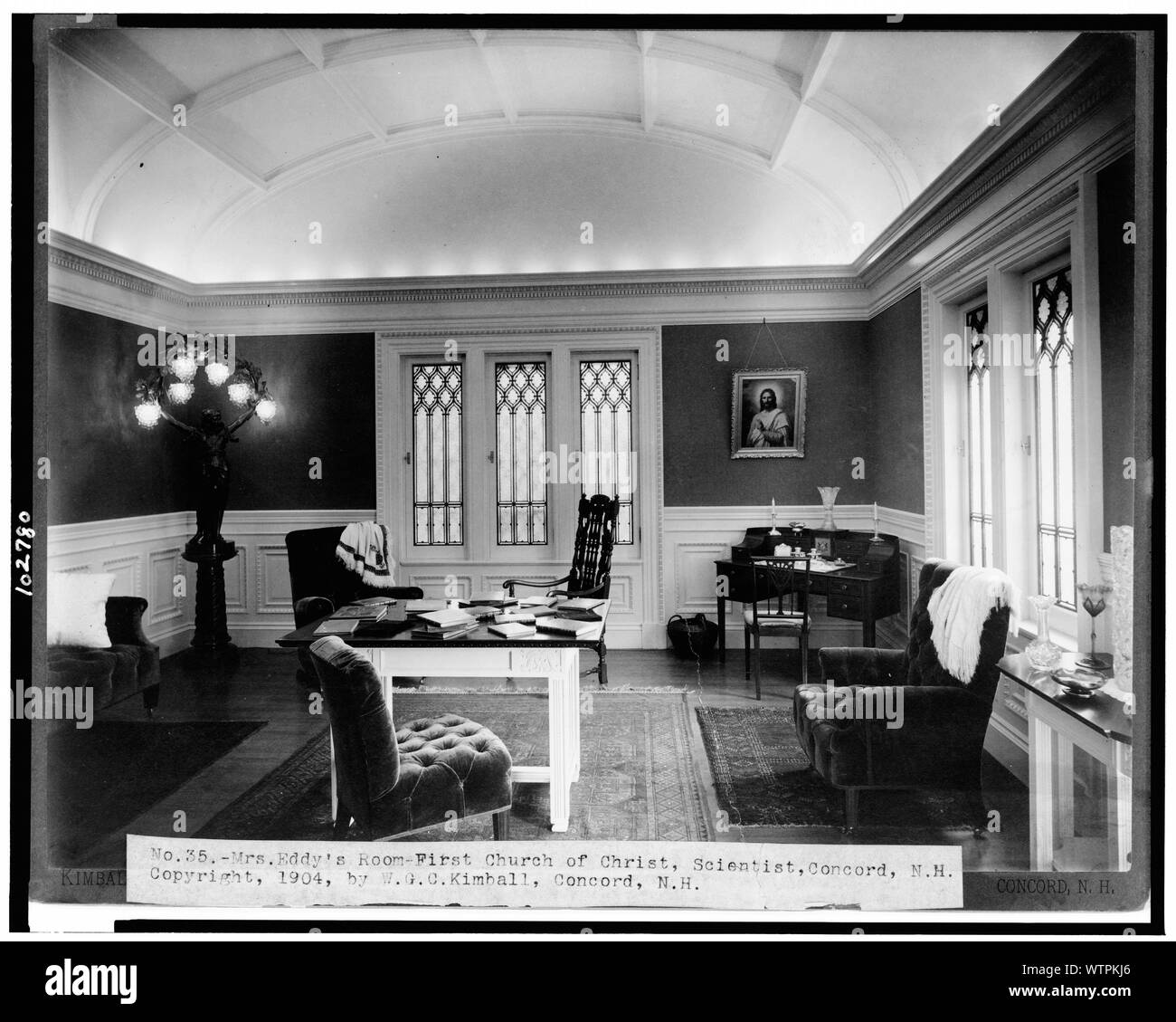 Frau Eddy's Zimmer, Erste Kirche Christi, Wissenschaftler, Concord, N.H. /Kimball, Foto. Stockfoto