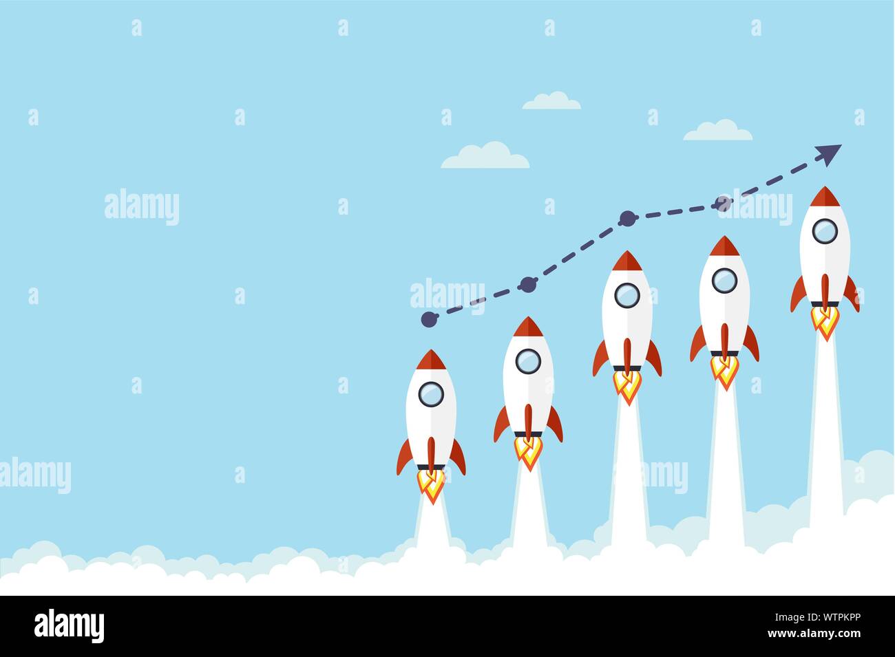 Diagramm mit Raketen. Geschäftskonzept. Vector Illustration Stock Vektor