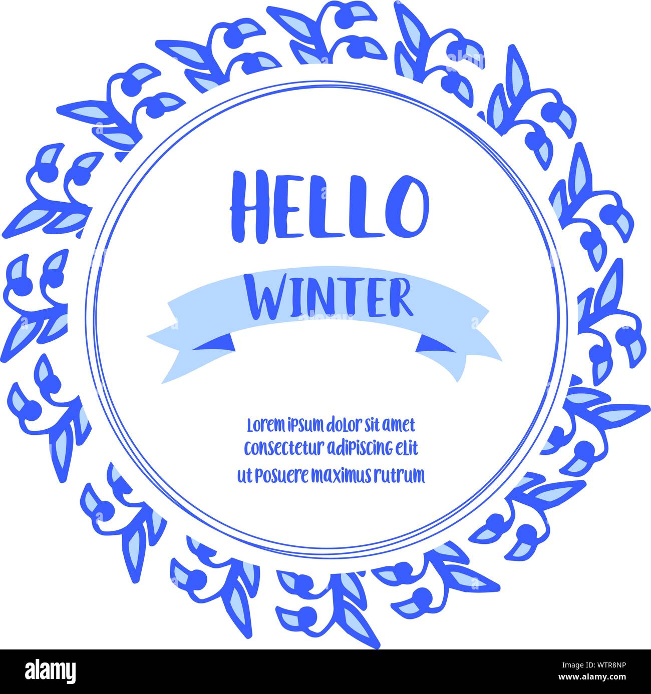 Schönen Kranz Rahmen für Schriftzug Karte Hallo Winter. Vektor Stock Vektor
