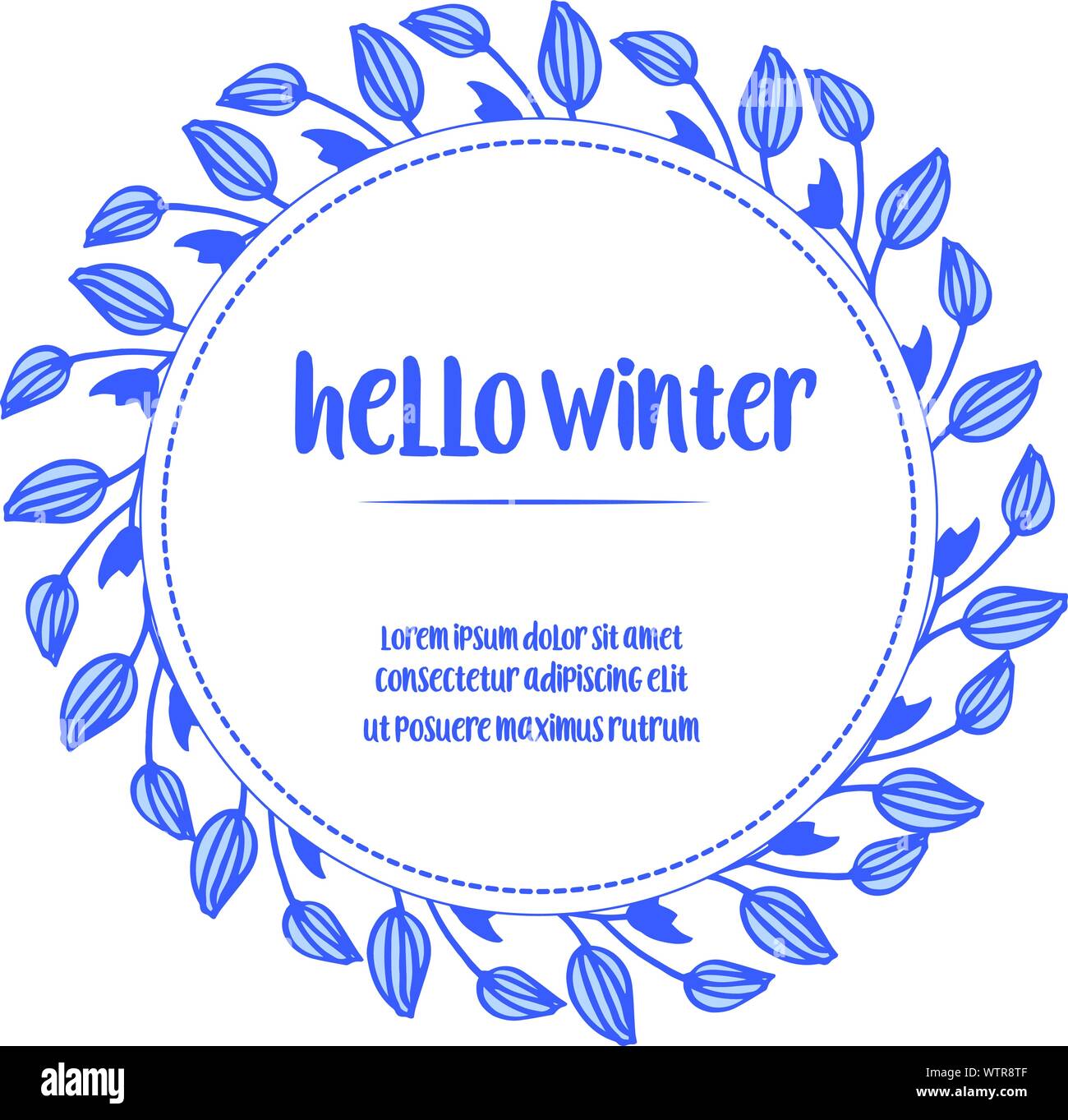 Schönen Kranz Rahmen für Schriftzug Karte Hallo Winter. Vektor Stock Vektor