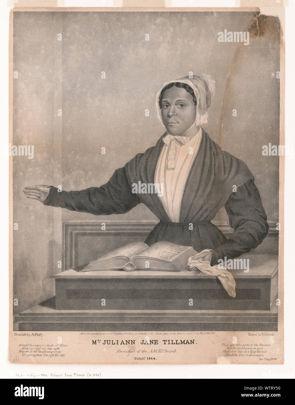 Frau Juliann Jane Tillman, Prediger des A.M.E. Kirche/aus dem Leben von A. Hoffy; gedruckte P.S. Duval. Stockfoto