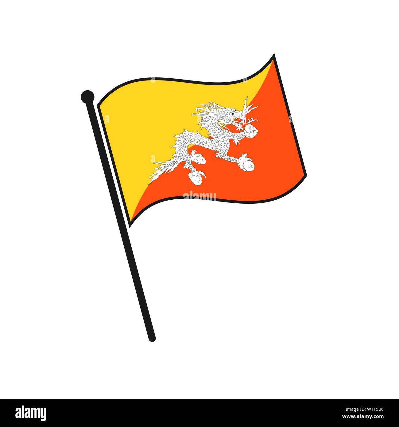 Einfache Flagge Bhutan Symbol auf weißem Hintergrund Stock Vektor