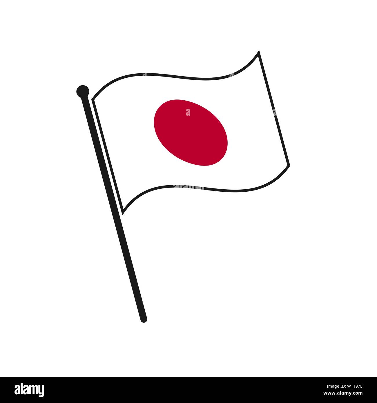 Einfache Flagge Japan Symbol auf weißem Hintergrund Stock Vektor