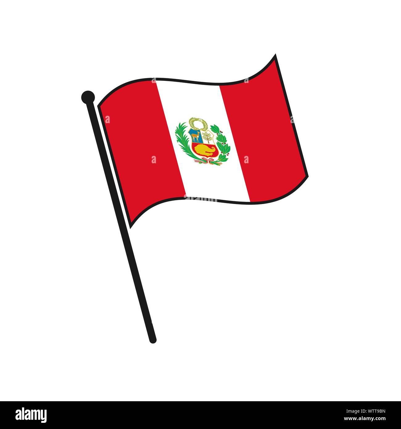 Einfache Flagge Peru Symbol auf weißem Hintergrund Stock Vektor