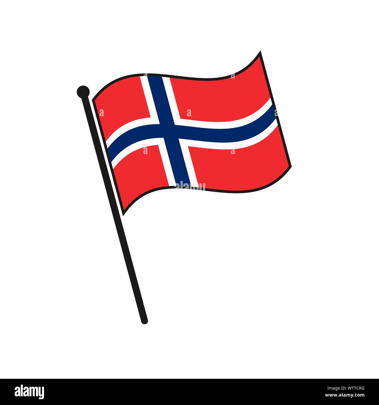 Einfache Flagge Norwegen Symbol auf weißem Hintergrund Stock Vektor