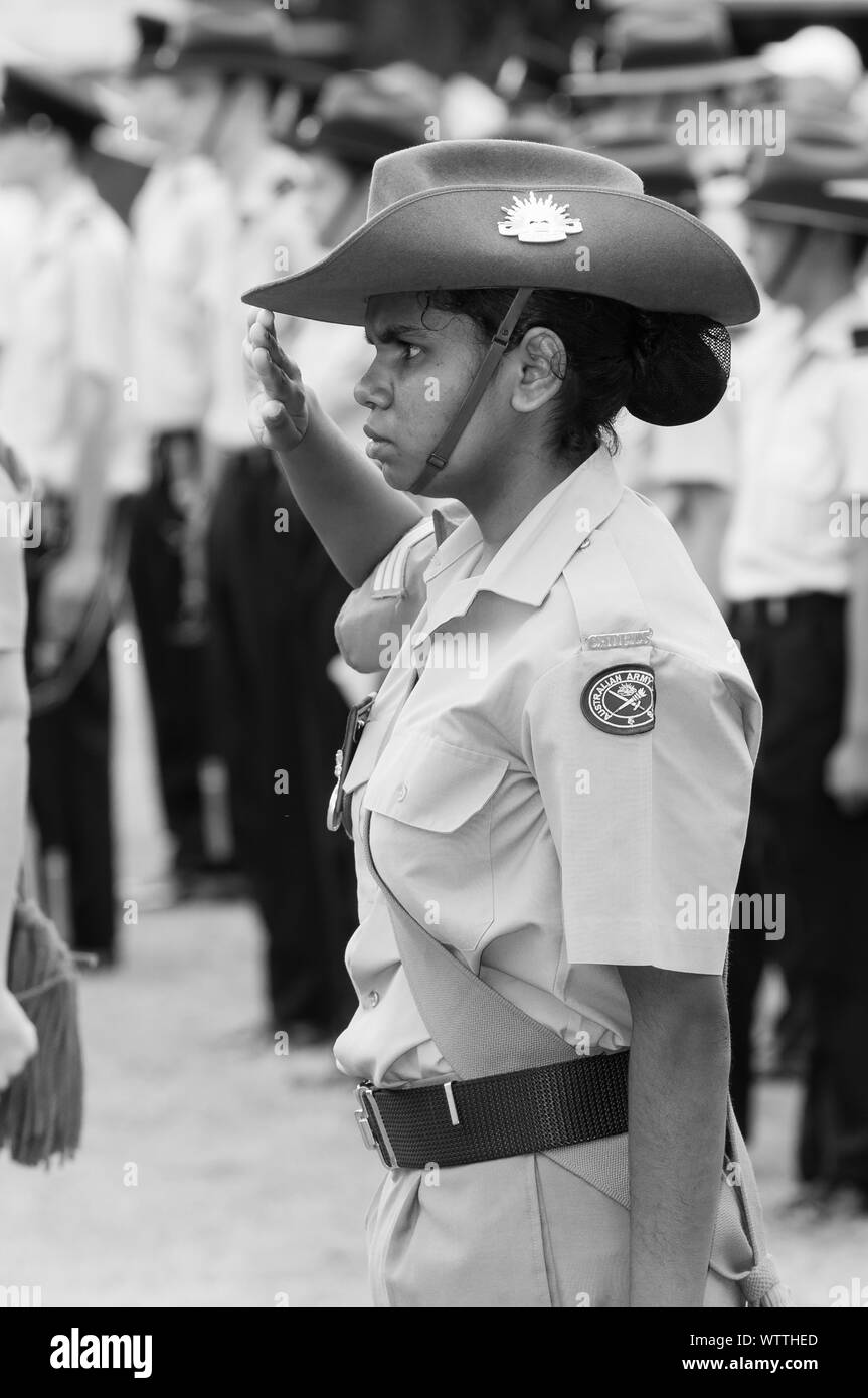 Weibliche Cadet am Anzac Day 2008 Stockfoto