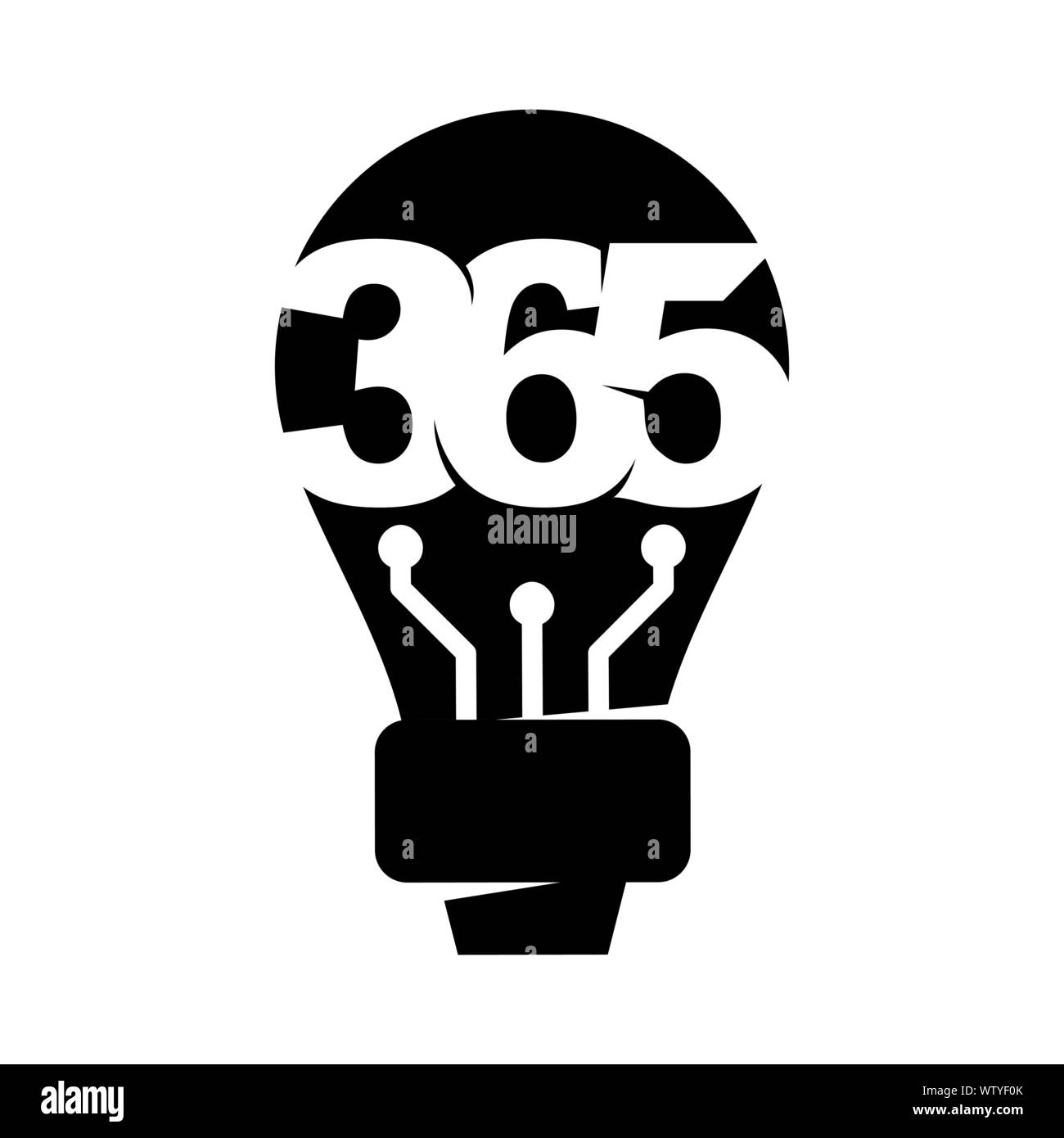 Glühlampe Idee 365 Infinity logo Icon Design Abbildung: schwarz Stock Vektor