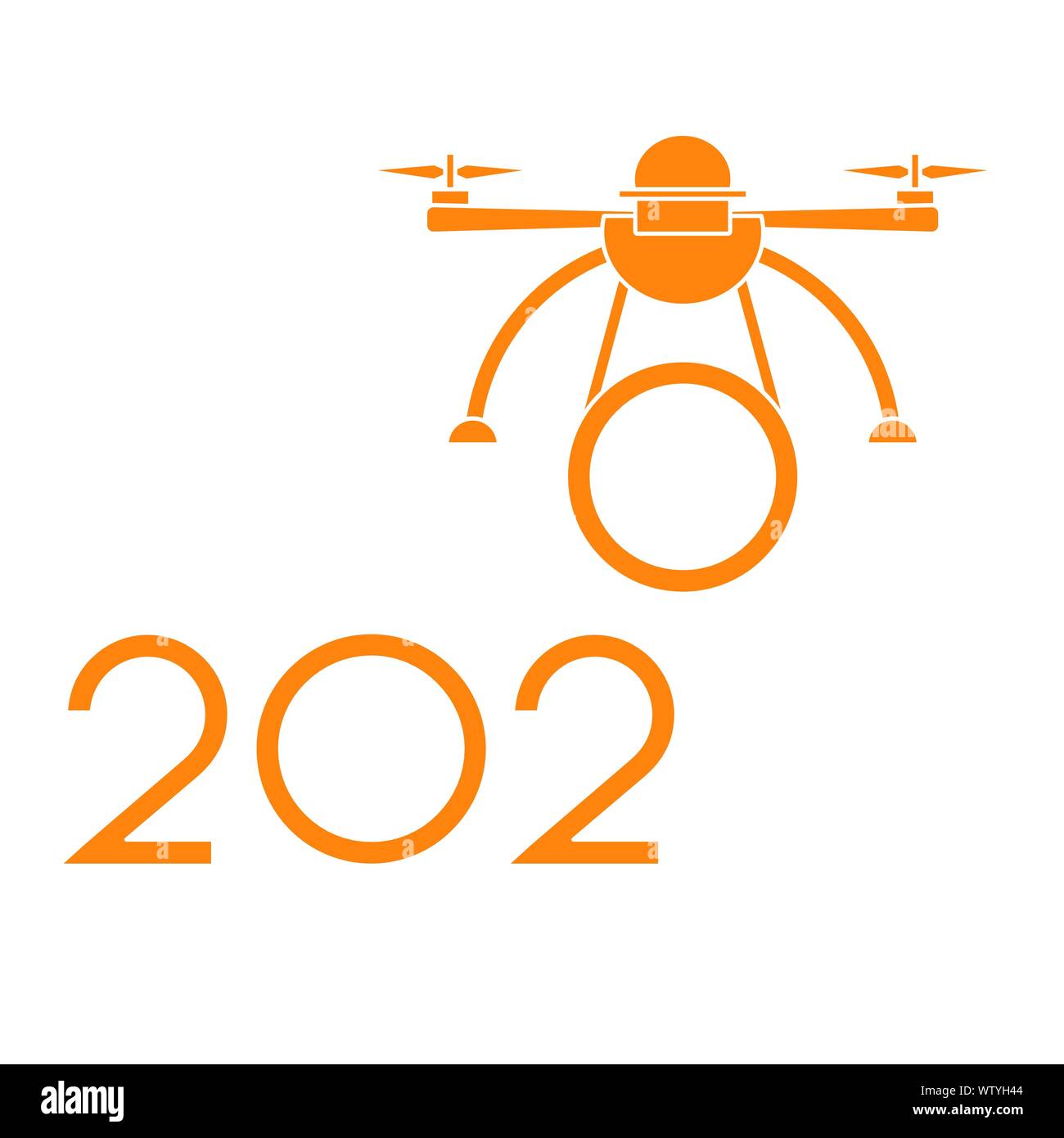 Frohes Neues Jahr Vector Illustration mit Drone übertragungen Zahlen 2020. Design für Poster, party Karte drucken. Stock Vektor