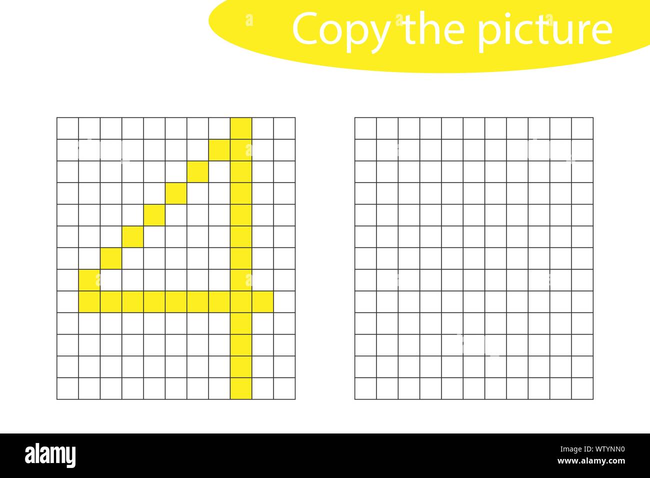 Kopieren Sie das Bild, pixel Kunst, Nummer 4 Cartoon, Zeichnung Skills Training, Bildungs-Papier Spiel für die Entwicklung der Kinder, Kinder im Vorschulalter Tätigkeit Stock Vektor