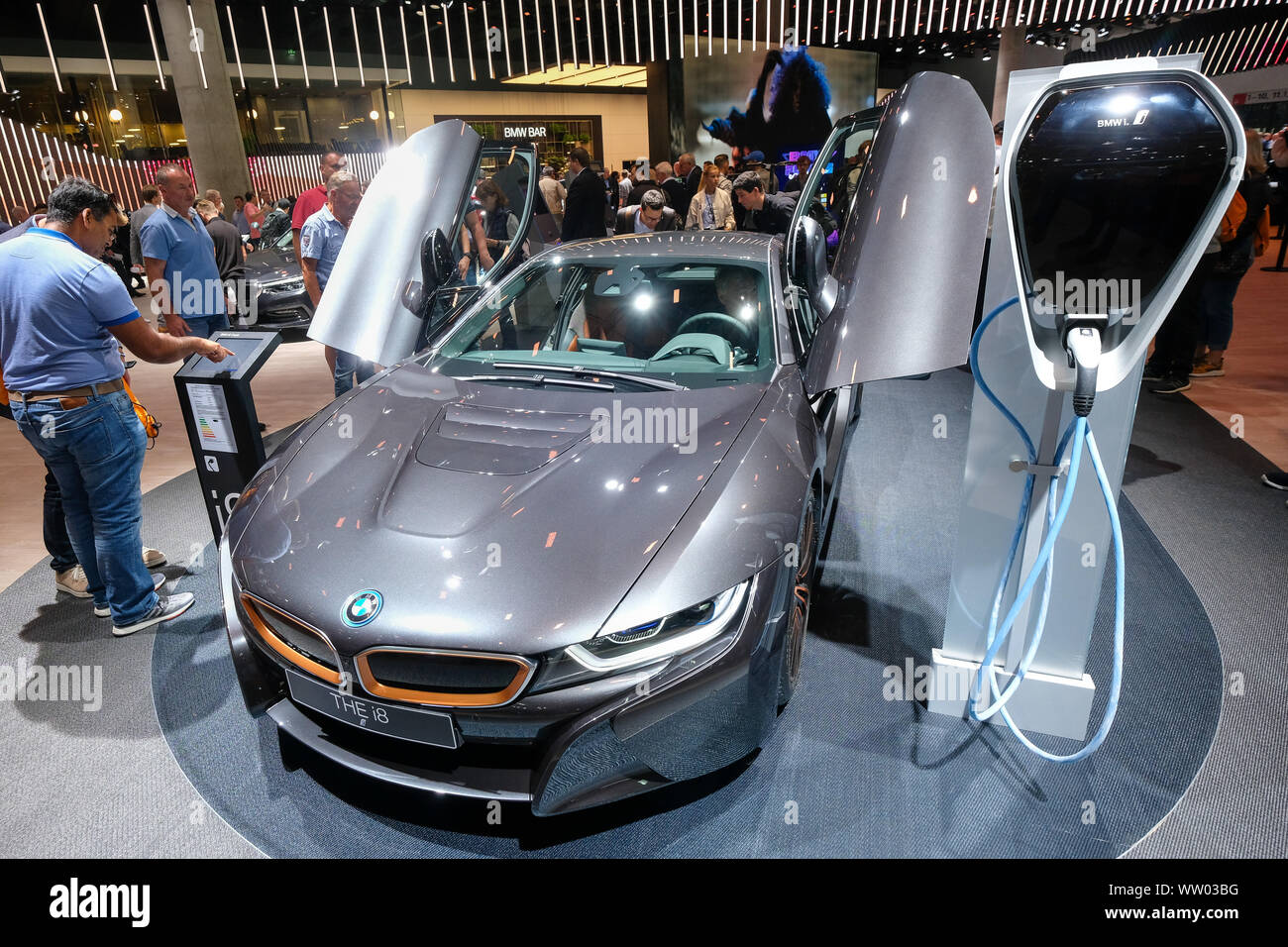 BMW-Elektroauto i8 auf der IAA Internationale Automobilausstellung 2019, Frankfurt am Main, Deutschland Stockfoto