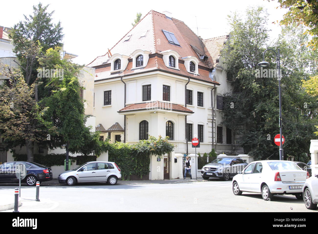 Alte Häuser aus der Zwischenkriegszeit Stockfoto