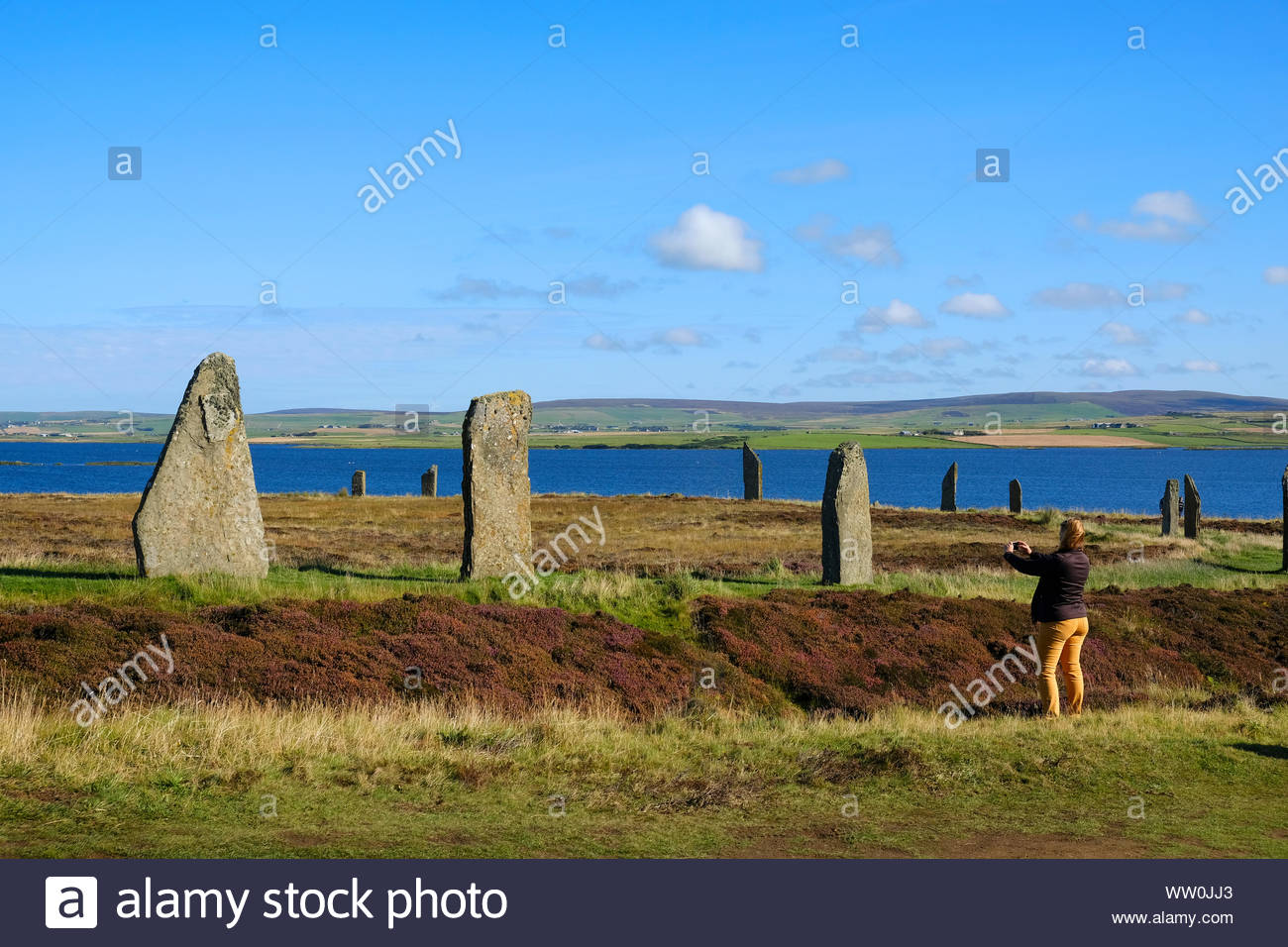 Ring von Brodgar Orkney, eine neolithische Henge und Stone Circle Denkmal, Orkney Schottland Stockfoto