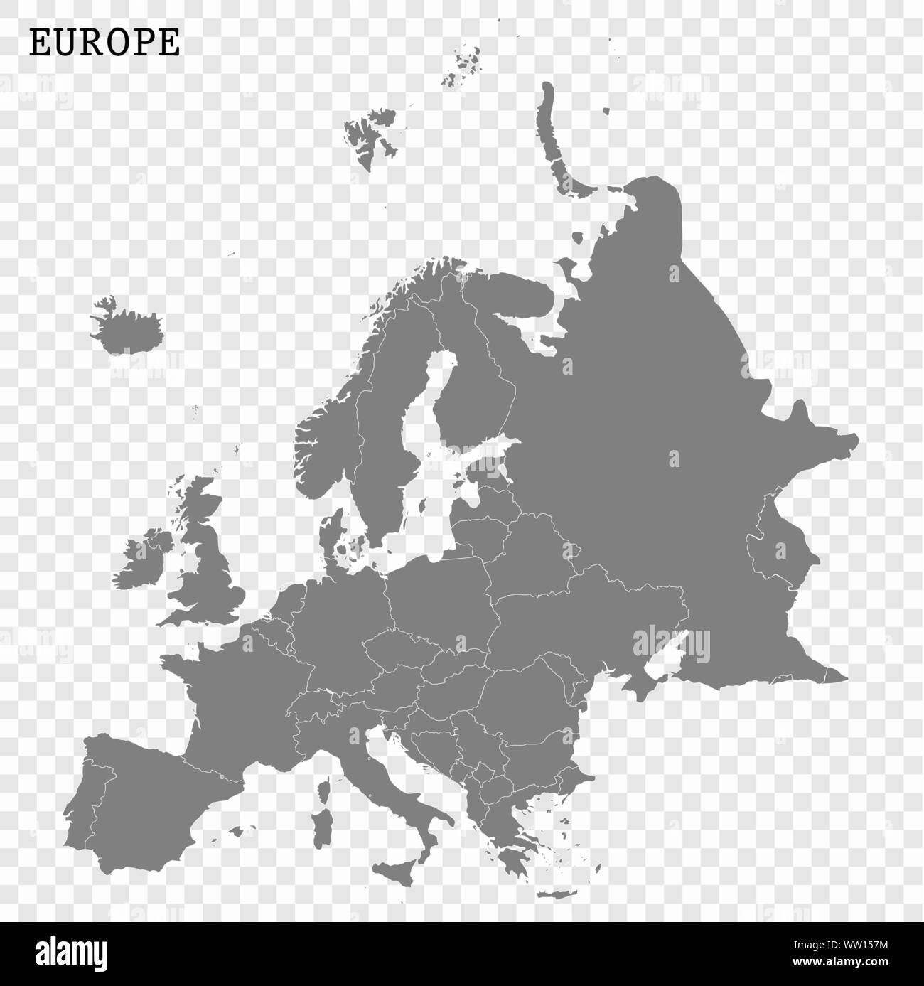 Hohe Qualität Karte von Europa mit Grenzen der Regionen. Stock Vektor